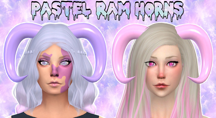 Pastel Ram Horns Sims 4 CC