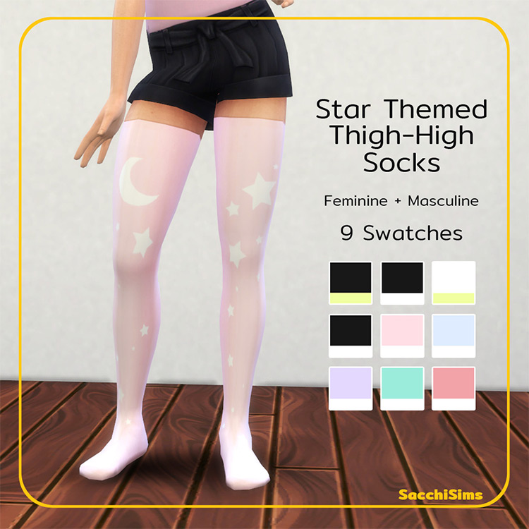 Star Themed Thigh-High Socks by Sacchi Sims TS4 CC