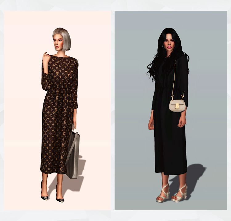 Elastic Waist Long Dress Sims 4 CC