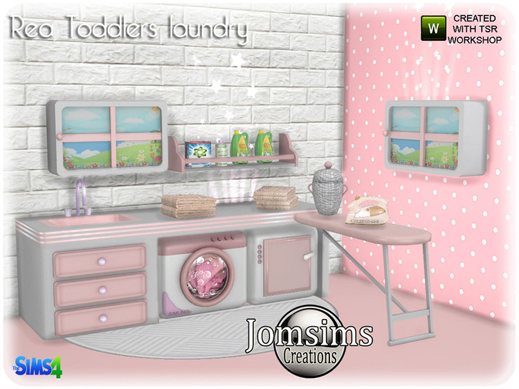 Rea Toddlers Laundry by jomsims for Sims 4