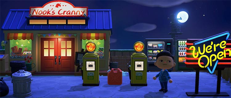 Nighttime retro gas station - Nooks Cranny ACNH