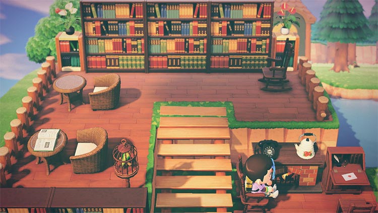 15 Simple Easy Island Ideas For Animal Crossing New Horizons   14 Outdoor Library Acnh Idea 