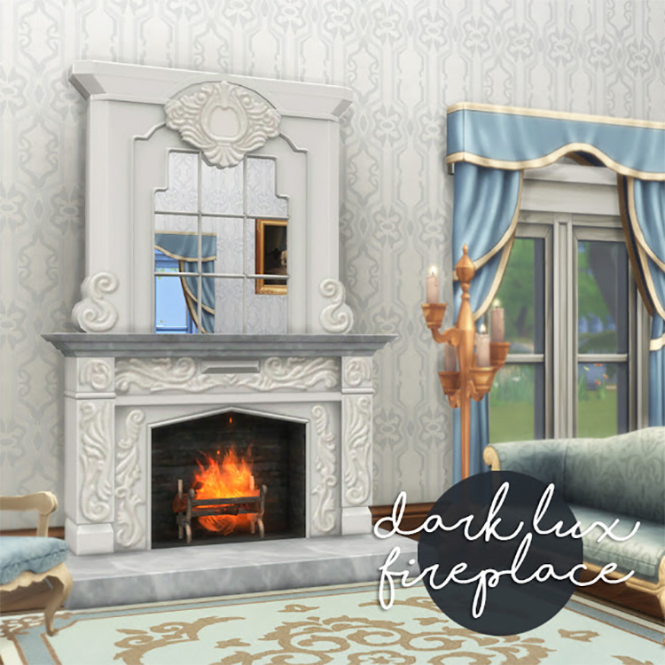 Dark Lux Fireplace Sims 4 CC