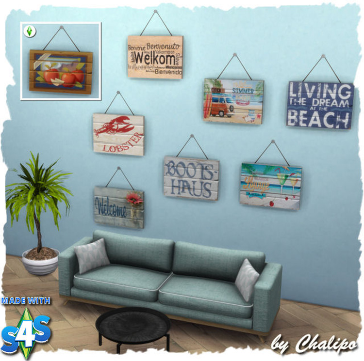 Sims 4 Wooden Sign Welcome CC