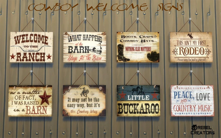 Cowboy western themed welcome signs - TS4 CC