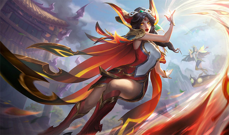 Brave Phoenix Xayah Skin Splash Image from League of Legends