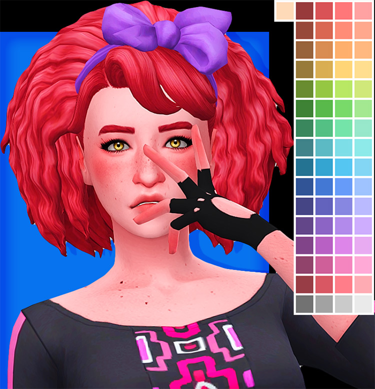 80s Punk Hair in Noodles Sorbet + Bow Overlay / Sims 4 CC