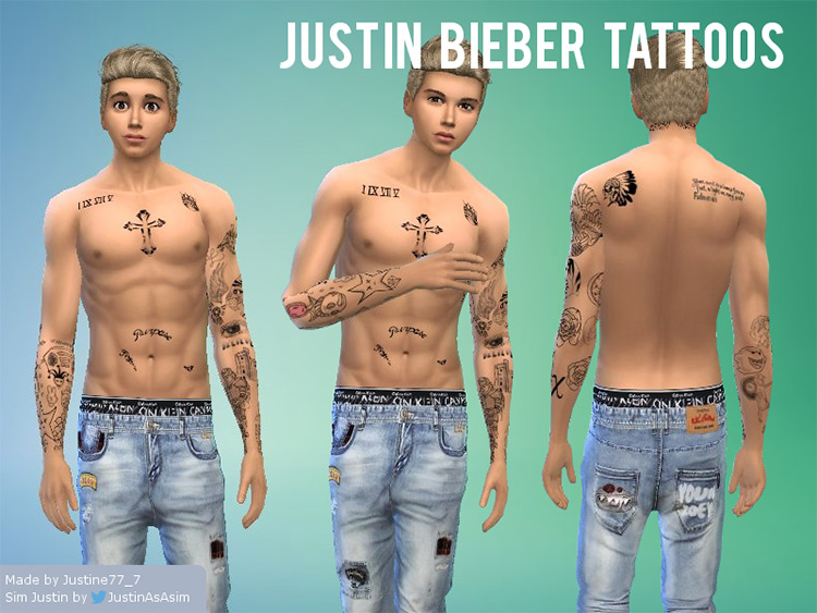 Sims 4 Justin Bieber CC  Tattoos  Clothes   More   FandomSpot - 38