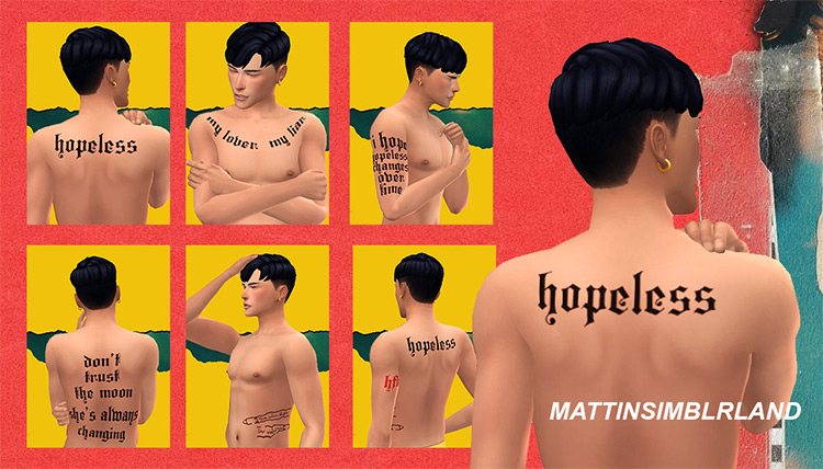 Hopeless Fountain Kingdom-inspired Tattoo Set / Sims 4 CC
