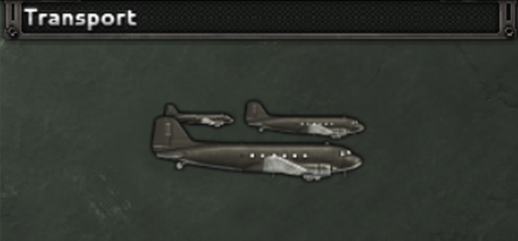 Transport Planes Menu Close-up in HOI4