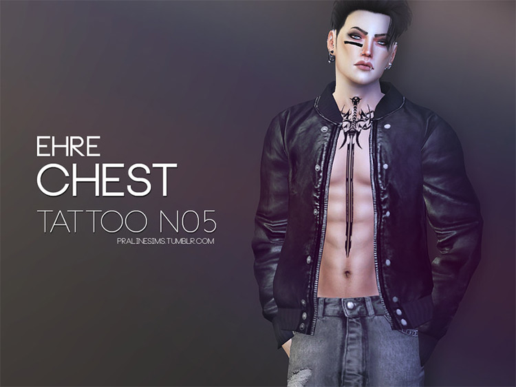 Chest Tattoo No5 Ehre / Sims 4 CC