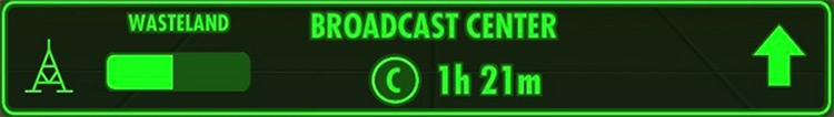 The timer also shows the Radio Studio is set to broadcast to the wasteland / Fallout Shelter