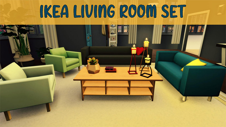 Ikea Livingroom Set (All Maxis Match) Sims 4 CC