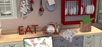 Christmas-themed Dish Rack for Kitchen (TS4 CC)