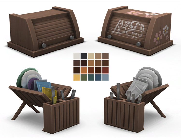 Brohill Dishrack + Bread Box Recolors for The Sims 4