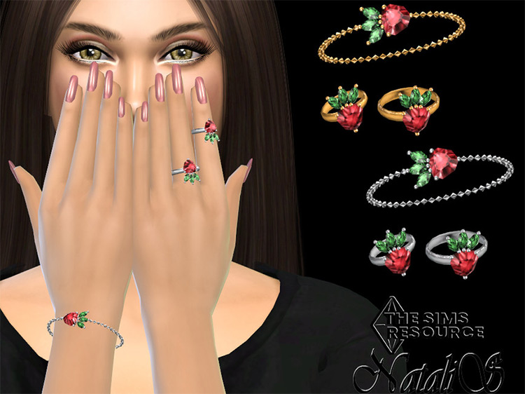 Strawberry Chain Bracelet with Ring / TS4 CC