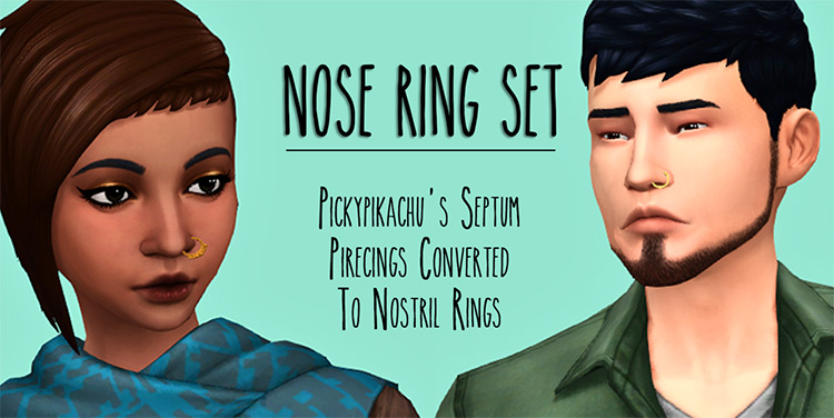 Septum to Nostril Nose Ring Set / Sims 4 CC
