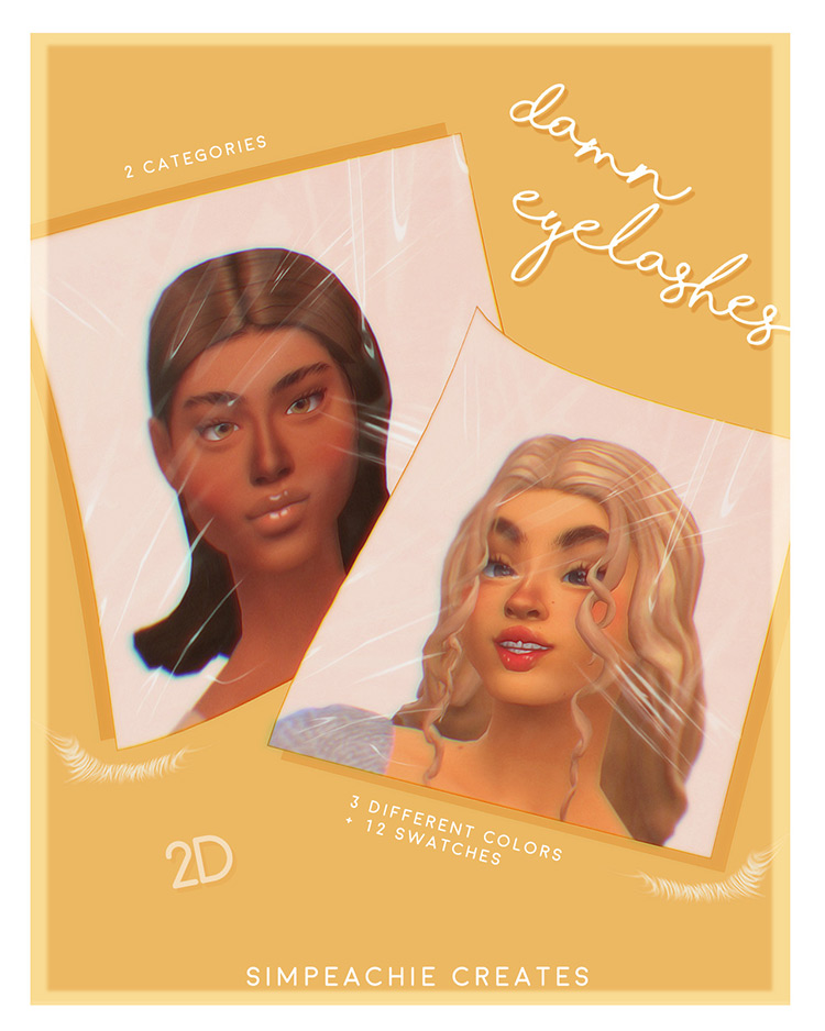 Simpeachie’s 2D Lashes CC for The Sims 4