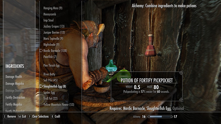 Doing alchemy with Nordic Barnacles / Skyrim