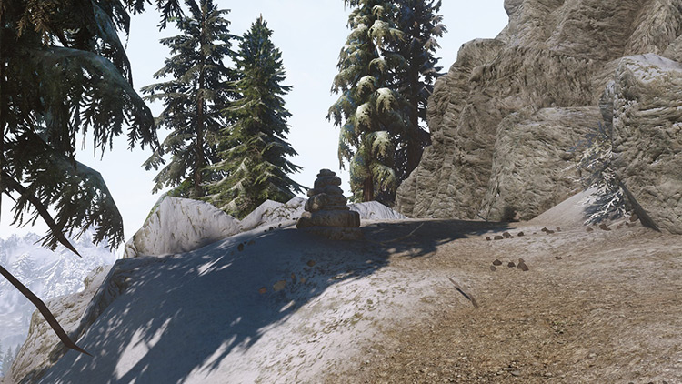 Ancestor’s Glade’s entrance is marked by this stone marker / Skyrim