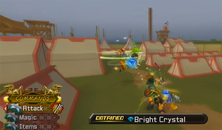 Sora getting Bright Crystal drop in Encampment / KH 2.5 HD