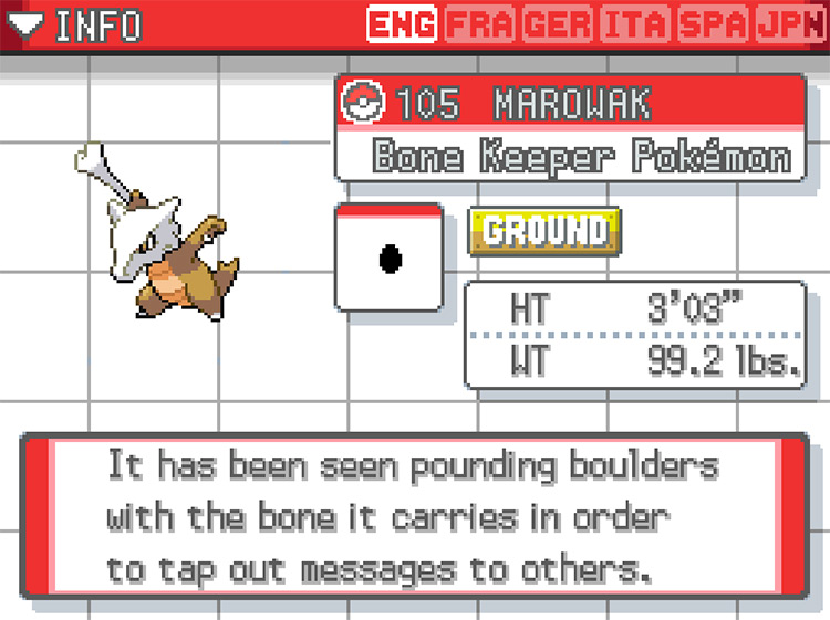 Marowak in Pokemon HeartGold and SoulSilver