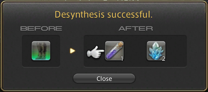 Desynthesis Result / FFXIV