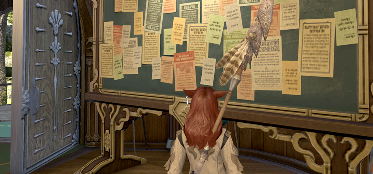 Player standing by market board (FFXIV)