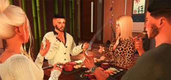 Sushi Dinner with Friends (TS4 Pose)