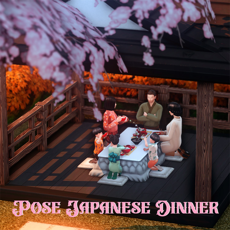 Japanese Dinner Sims 4 Pose Pack