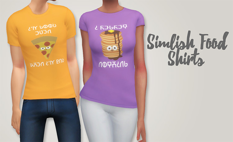 Simlish Food Shirts / Sims 4 CC