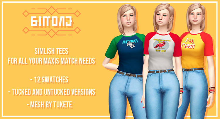 Tucked & Untucked Simlish Tees / Sims 4 CC