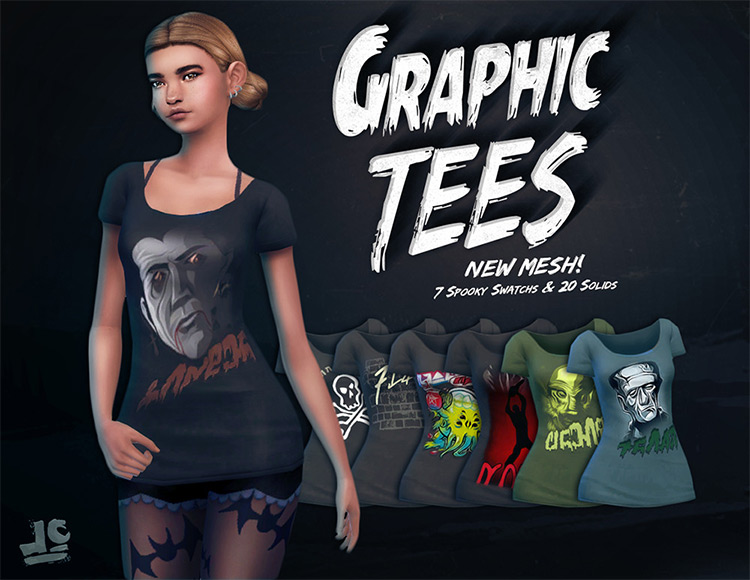 Spooky Graphic Tees (Female) / Sims 4 CC