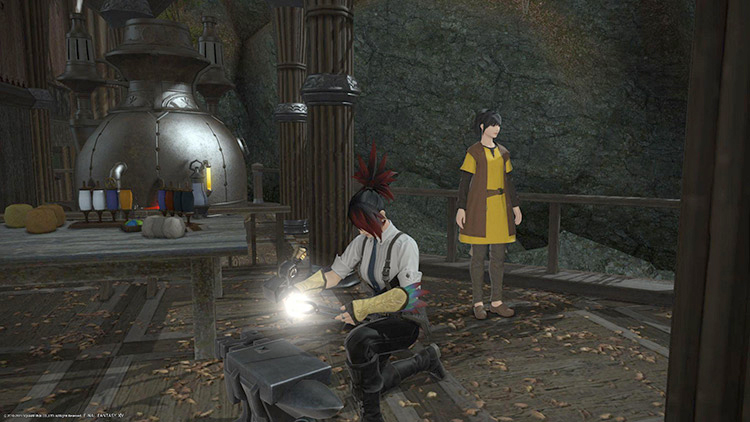 Utilizing the Ehcatl Wristgloves and specialist station in Fallgourd Float / FFXIV