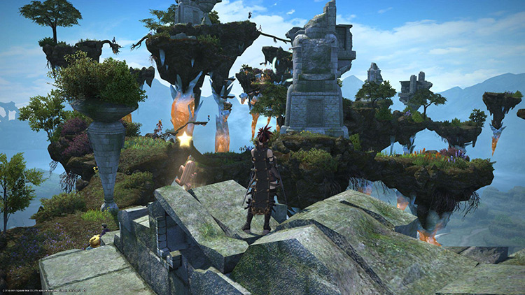 The Falling City of Lym showing a Leap of Faith instance / FFXIV