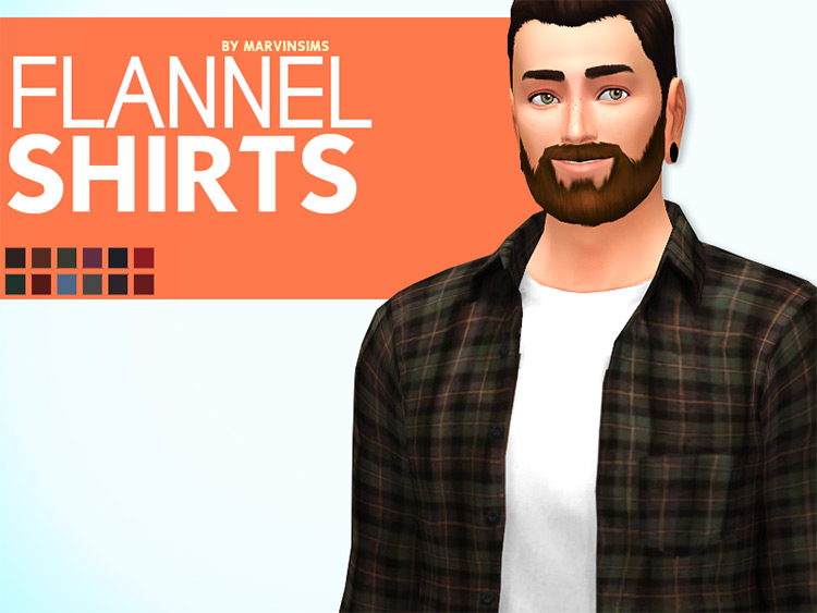 Open Flannel Shirts / Sims 4 CC