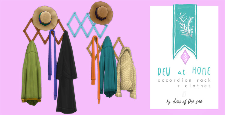 Accordion Wall Rack + Clothes / Sims 4 CC