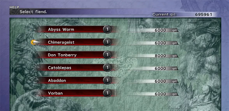 Chimerageist Monster Arena Selection / FFX HD