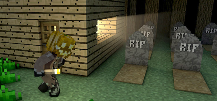 Pumpkin Head Monster in Graveyard (Minecraft)