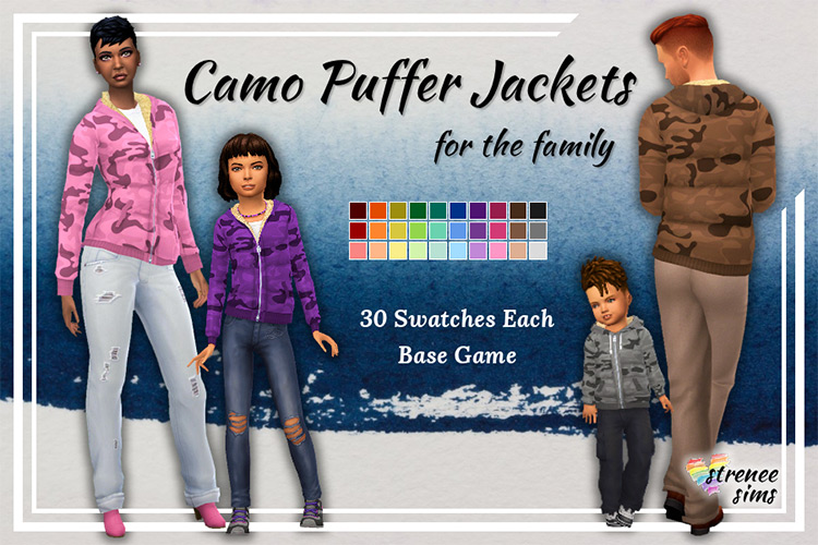 Camo Puffer Jackets For The Family / TS4 CC