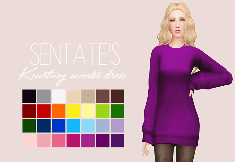 Sentate’s Kourtney Sweater Dress (Recolored) for The Sims 4