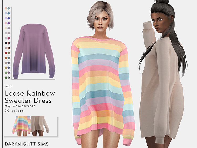 Loose Rainbow Sweater Dress (Maxis Match) TS4 CC