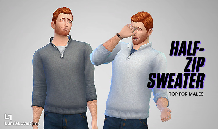 Half-Zip Sweater For Men / TS4 CC