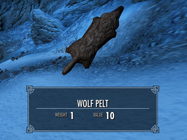 Wolf Pelt in Inventory / Skyrim