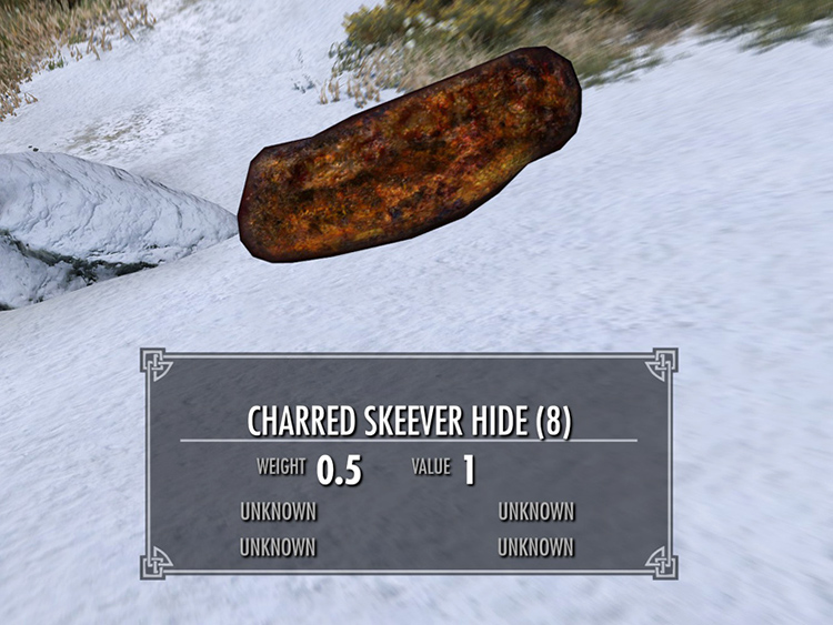 Charred Skeever Hide in Inventory / Skyrim