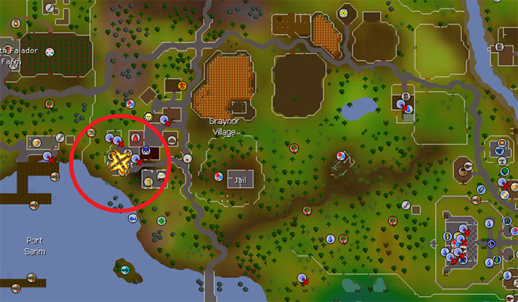 Draynor Village Location (Circled On Map) / OSRS