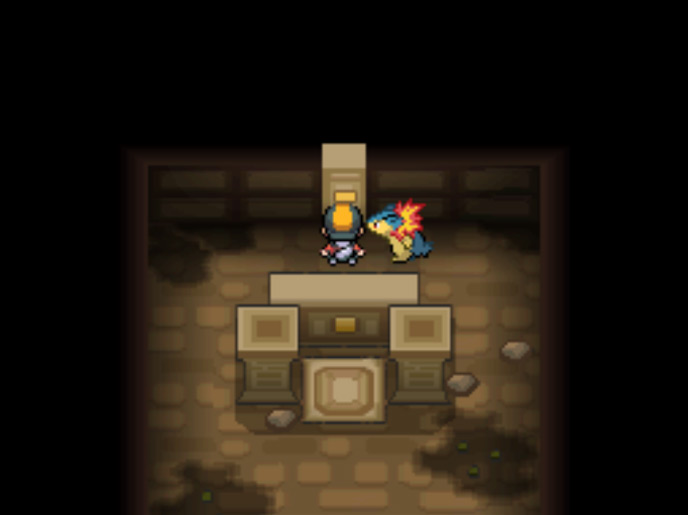 Room of ruins inside the bottom building in the Ruins of Alph / Pokemon HGSS
