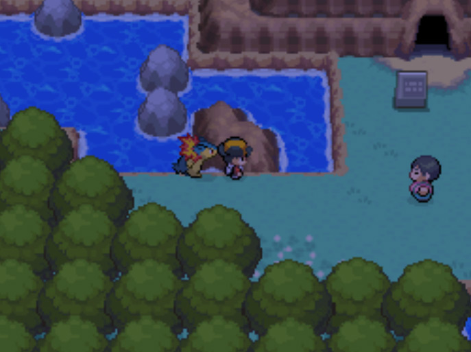 The river to the right of New Bark Town / Pokemon HGSS