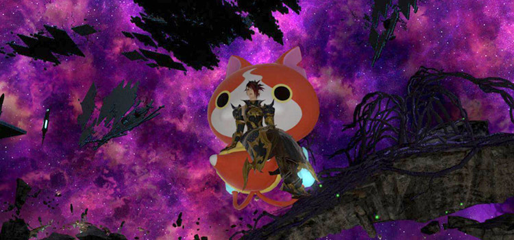 Jibanyan Couch floating in the Ultima Thule (FFXIV)