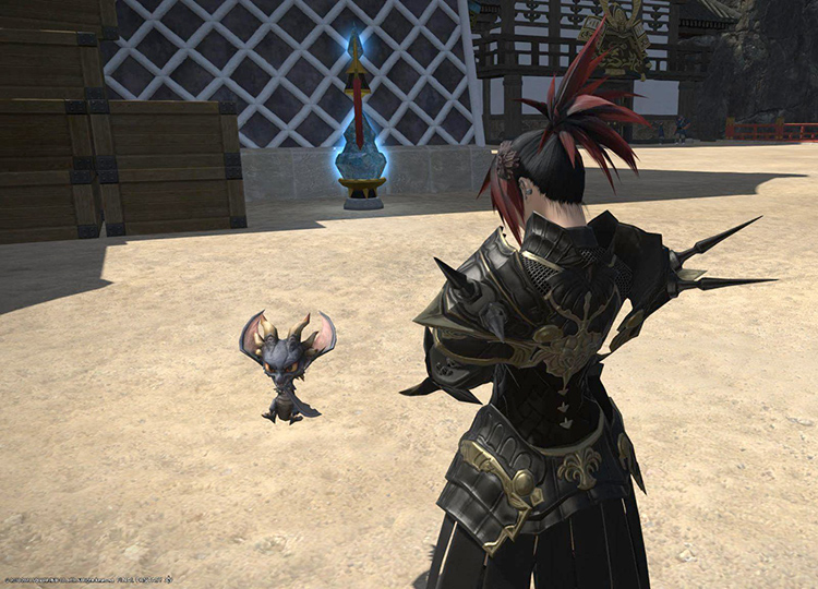 The Wind-up Fafnir Minion, complete with miniature Balmung / FFXIV